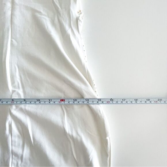 Bebe Dress Bodycon White Gold Silver Embellishments Lined Women 's M Back Zip - Picture 9 of 11